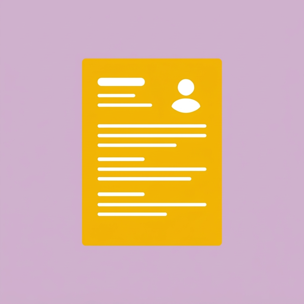 Professional profile document template illustration Blue profile document icon with avatar and text lines